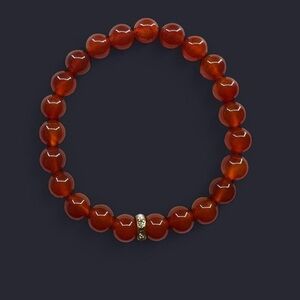 Crimson Glow Beaded Bracelet – Gold Accent